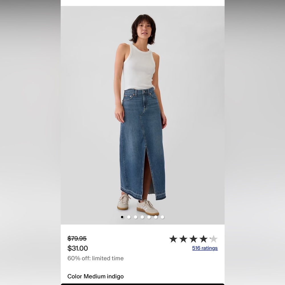 GAP Petite Maxi Indigo Denim Skirt
